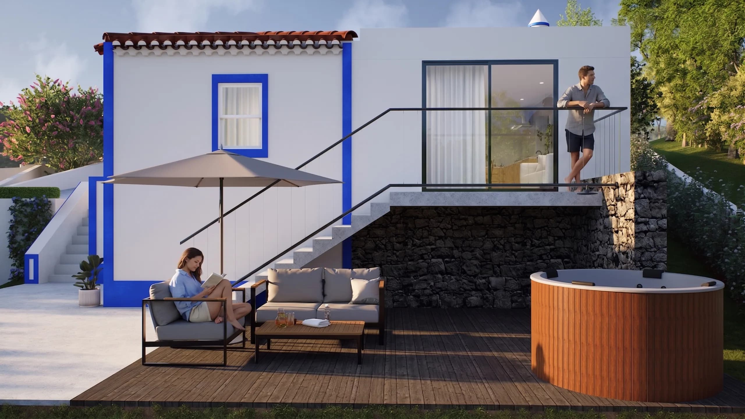 Casa do Arrebentão: deck aberto sobre a paisagem
